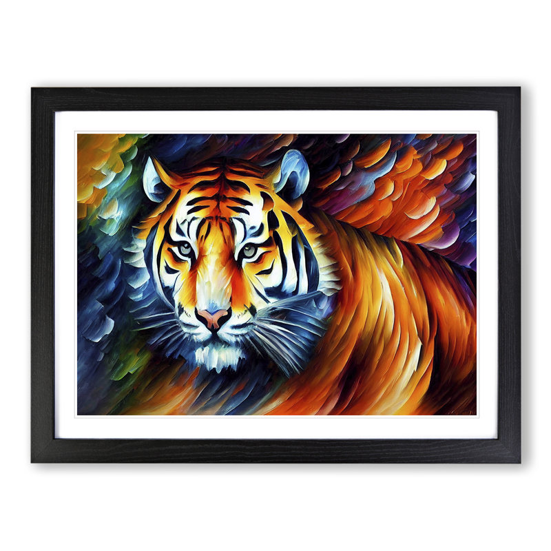 Tiger Painting Vol.3 Abstract - Single Picture Frame Print, Black Framed, 46cm H x 64cm W x 2cm D