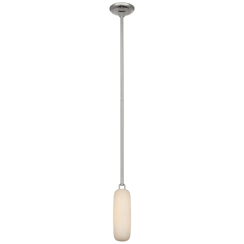 Kelly Wearstler Formosa Single Pendant with Alabaster, 56" H x 3.25" W x 3.25" D, Polished Nickel