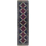 Hand-Knotted High-Quality Blue, Red, and Cream Runner