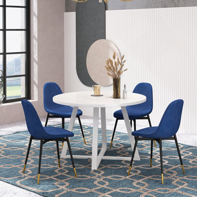 Ensemble de salle à manger 5 pièces avec table à tréteaux et 4 chaises élégantes, idéal pour créer une atmosphère de salle à manger harmonieuse
