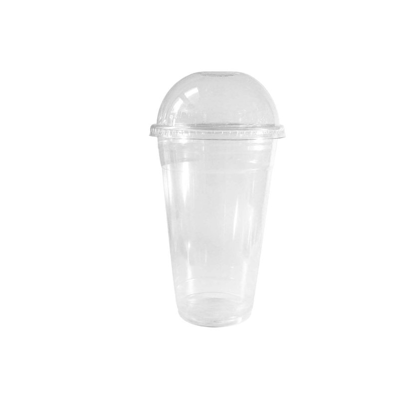 Petits gobelets jetables en plastique transparent de 12 oz avec couvercles en dôme pour Smoothie à froid, café glacé, parfait, jus, soda, cocktail et tasses de fête (400)