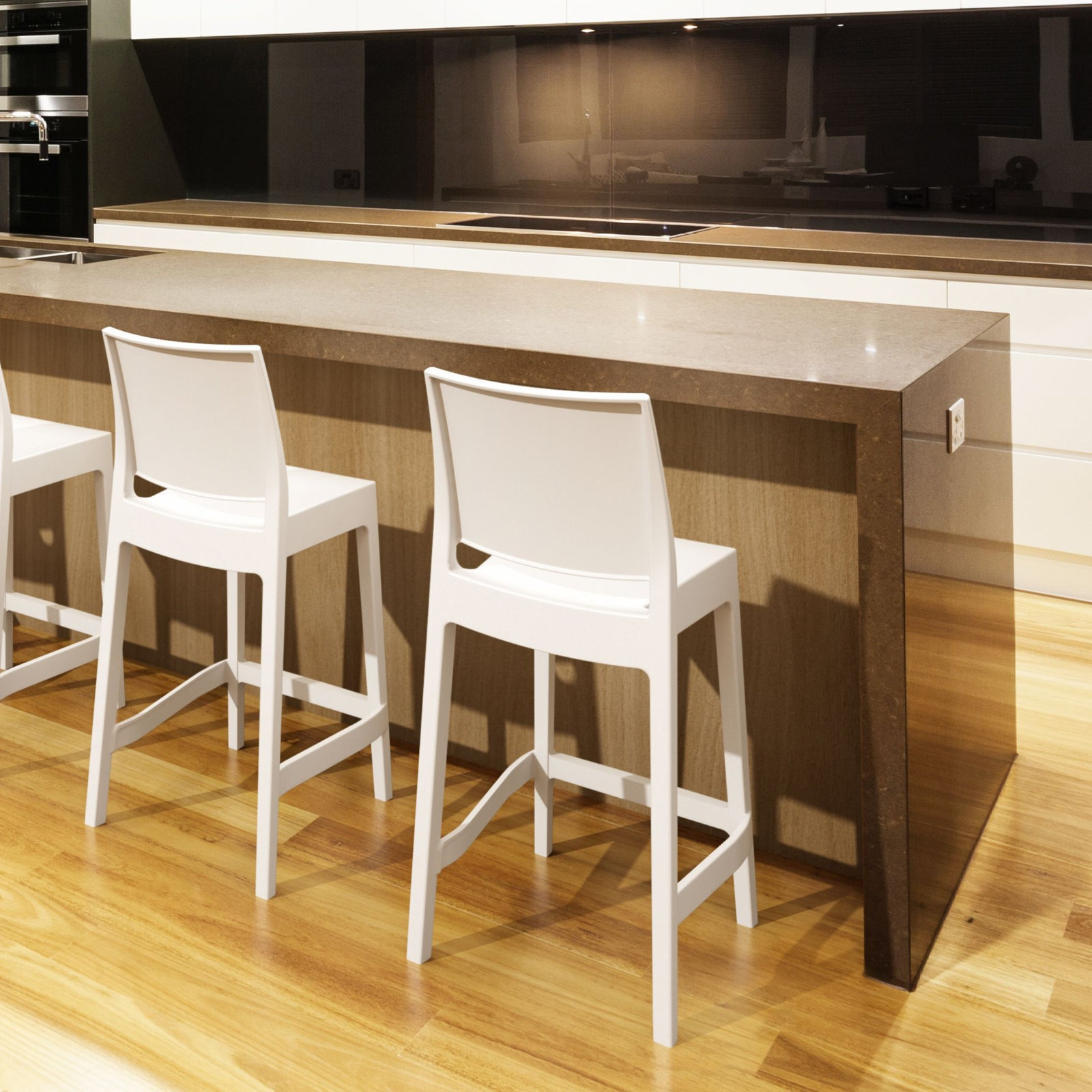 Adrienne Outdoor Bar Stool, White, 29.5"