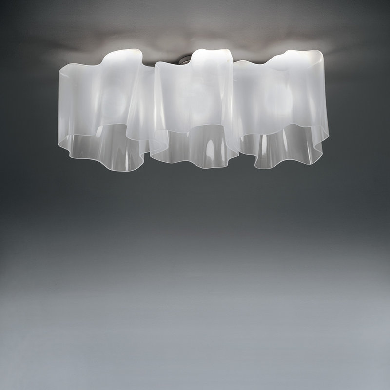 Logico Triple Linear Semi Flush Mount, Standard, Milky White