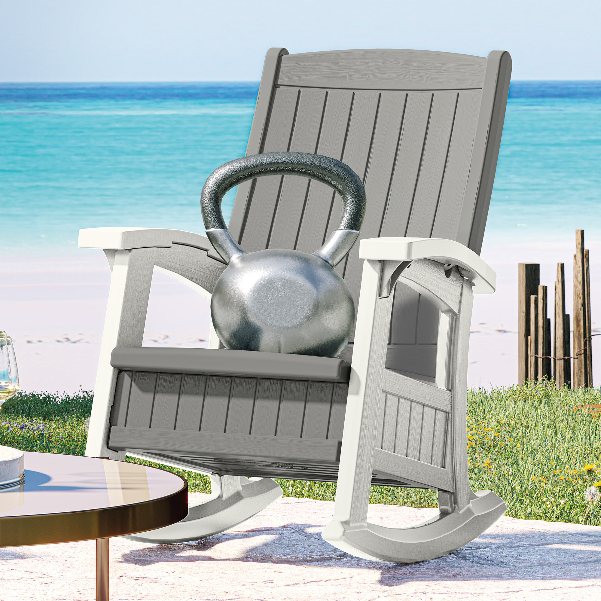 Outside Rocking Chair With Stand Suncast Outdoor Rocking Chair with Storage & Reviews | Wayfair