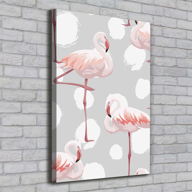 Flamingos And Dots - Wrapped Canvas Print