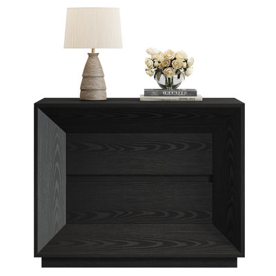 35.43" Wide Nightstand, Large Night Stand, Black