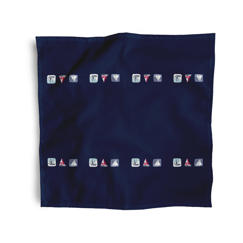 Hare Boat Trio Napkins, Navy