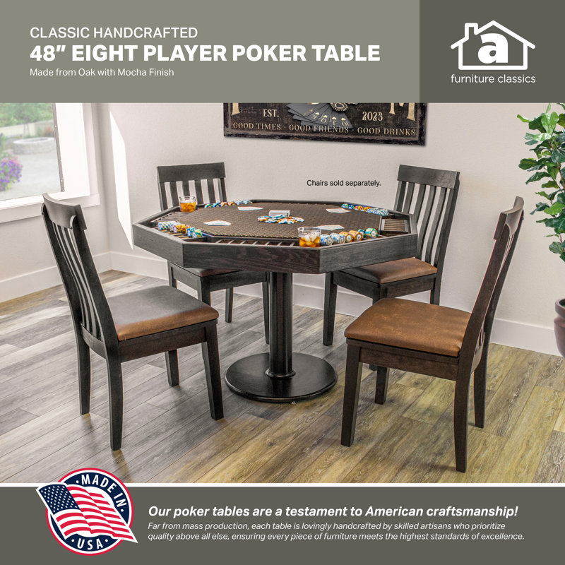 Table de poker pliable à 8 joueurs de 48 po brun American Furniture Classics