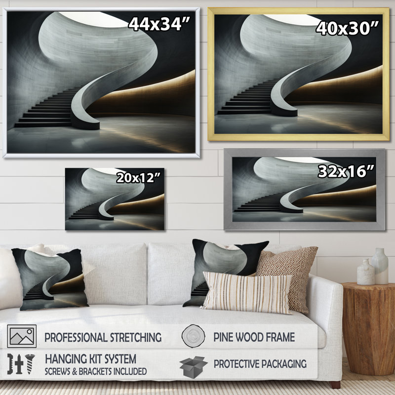 «Grey Concrete Canvas Subtle II», reproduction d'art sur toile, Cadre doré simple, H 24 po x l 32 po x P 1 po