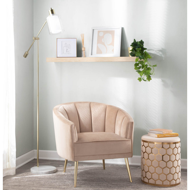 Fauteuil 30 po en velours, Velours champagne