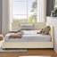 Structure de lit double capitonnée pleine grandeur, structure de canapé-lit avec dossier et accoudoirs confortables, lit double pour chambre à coucher, salon-566337919