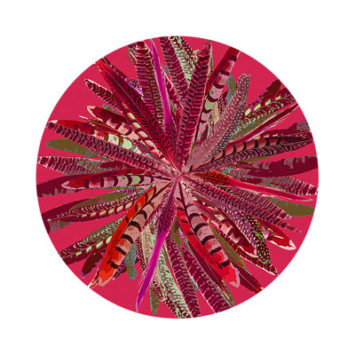 Pheasant Feathers Vegan Leather Round Pebble Placemat