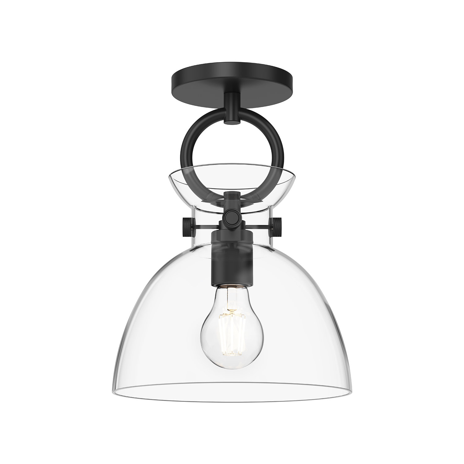 Tinka 8.75 " 1 - Light Semi Flush Mount, Matte Black, Clear