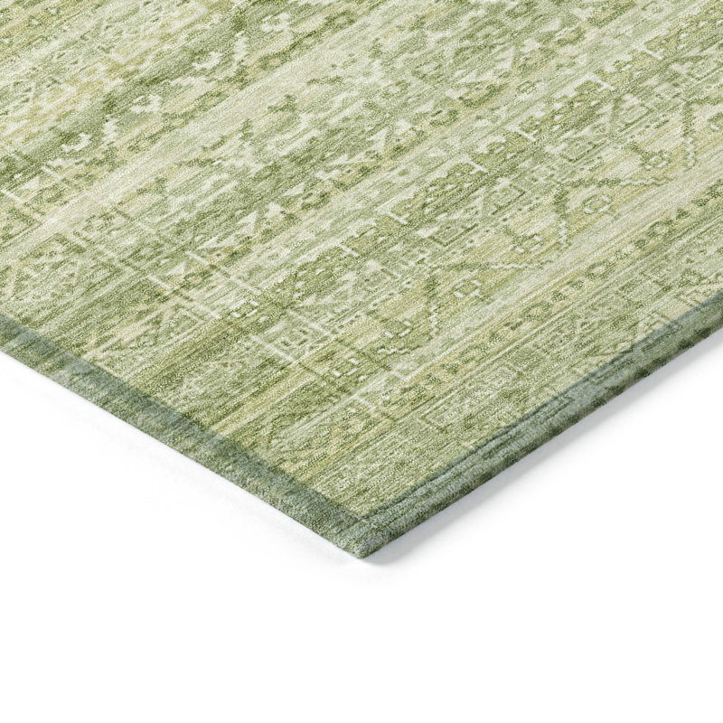 Tapis de sauge Xhevrie intérieur / extérieur lavable à la machine, Rectangle 2 pi 6 po x 3 pi 10 po