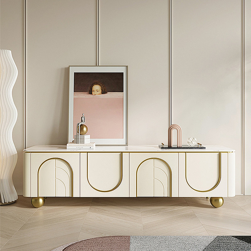 Armoire de rangement pour meuble télé crème