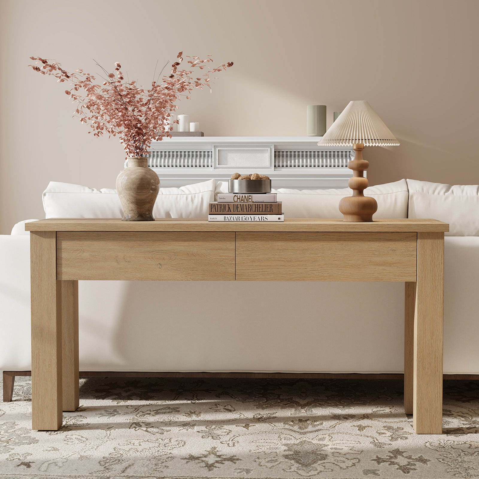 Dutton 60" Console Table, Natural Oak