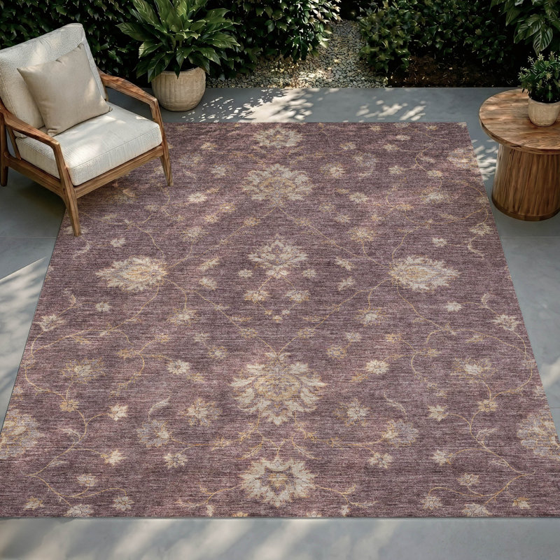 Tapis Chantille ACN3076 Global, lavable à la machine, intérieur/extérieur, Prune, 8 pi x 10 pi