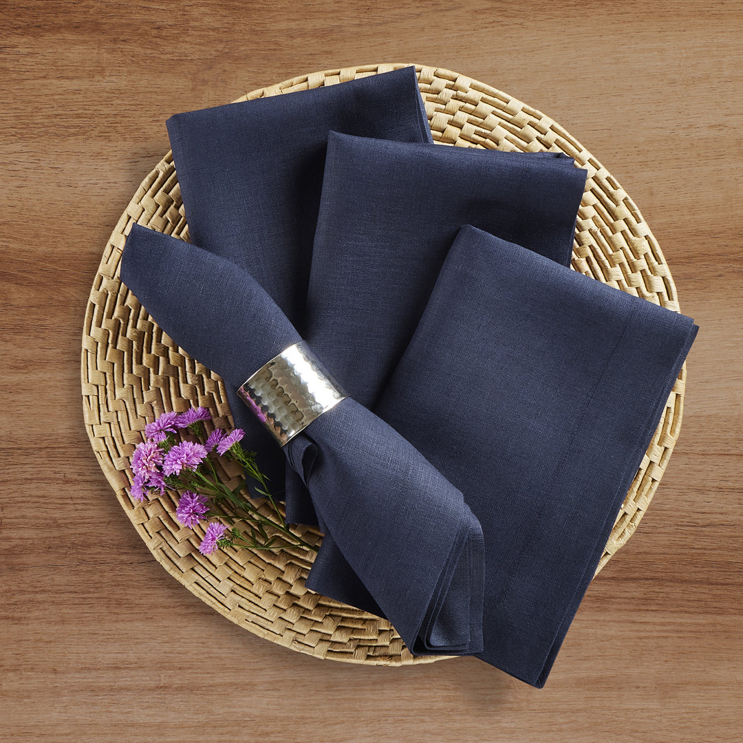 100% Pure Linen Dinner Napkins - Fete (Set of 4) Solino Home