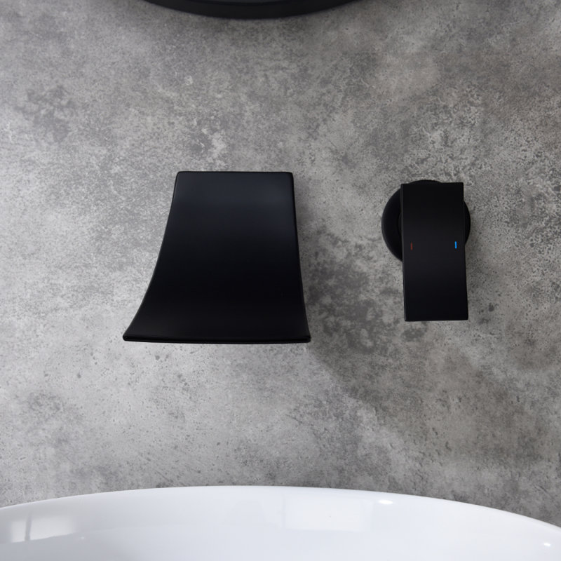 Wall Mount Widespread Bathroom Faucet, Matte Black