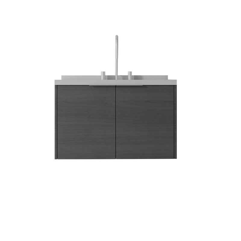 Meuble-lavabo flottant 30 po avec lavabo et porte à fermeture en douceur, Gris foncé, 30"