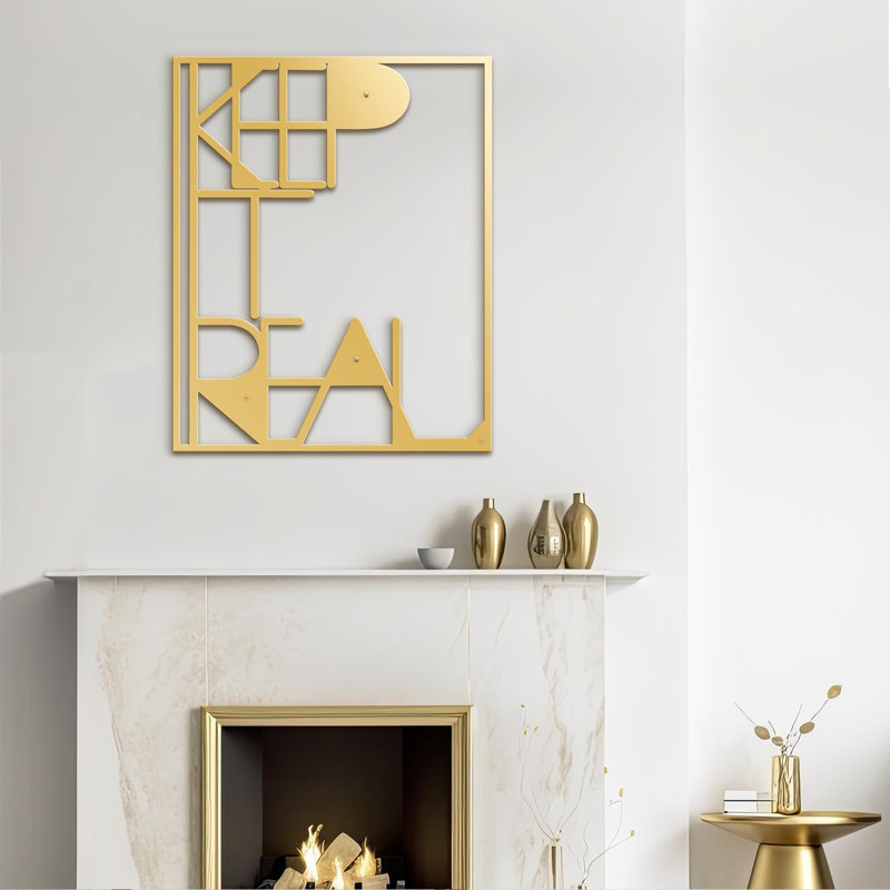 Décoration murale en métal, H 12 po x l 10 po x P 0,05 po, Or
