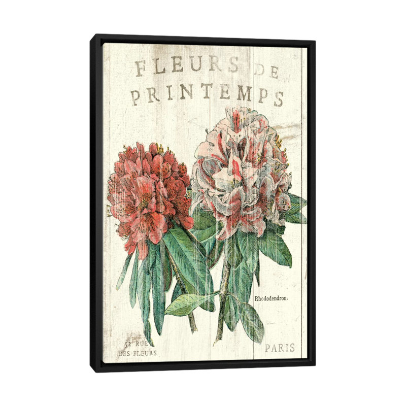 Fleur de printemps, impression sur toile, H 26 po x l 18 po x P 1,5 po, Toile avec cadre noir, Pas de tapis