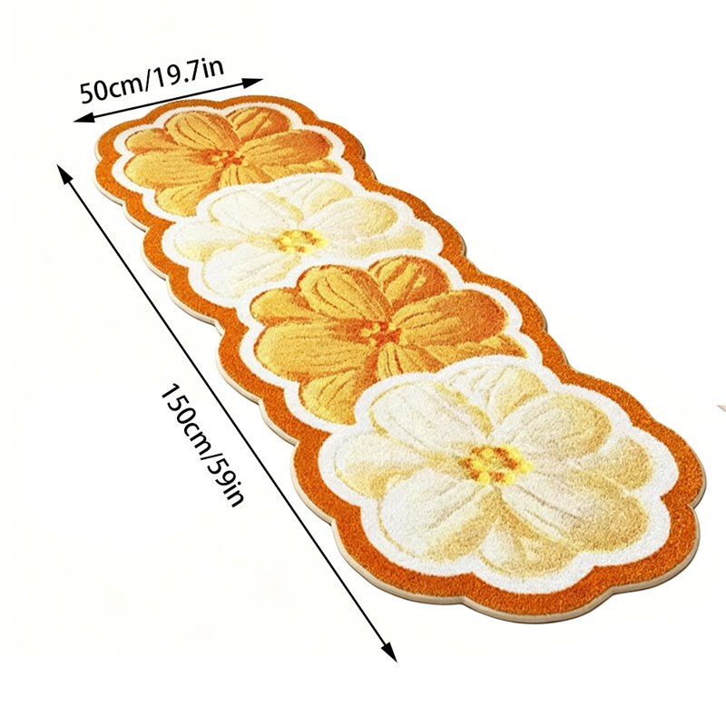 Tapis durable antidérapant à motif floral, B1 59x19.7in