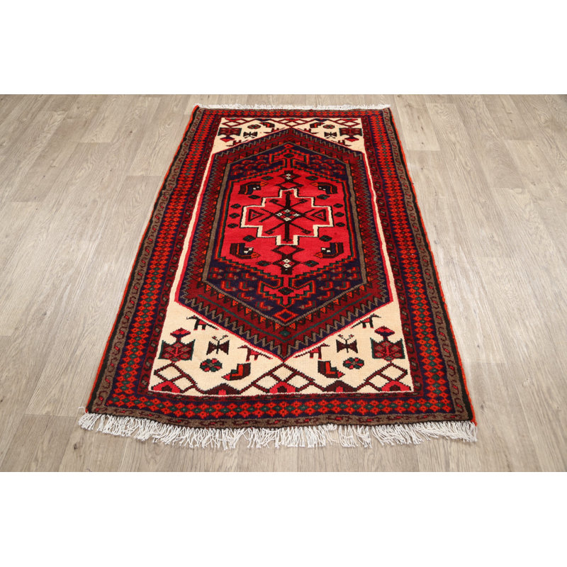 One-of-a-Kind 3'2" X 5' New Age Wool Area Rug in Red