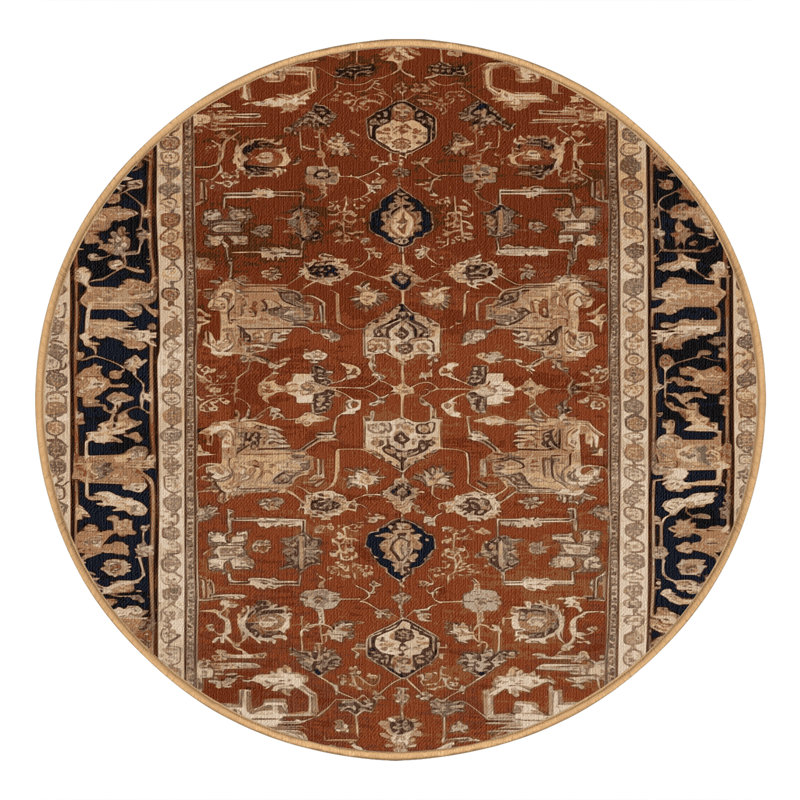 Tapis brun lavable à la machine, Rond 6 pi