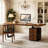 Nut-brown Rectangular Solid Wood Executive Desk with drawers desk