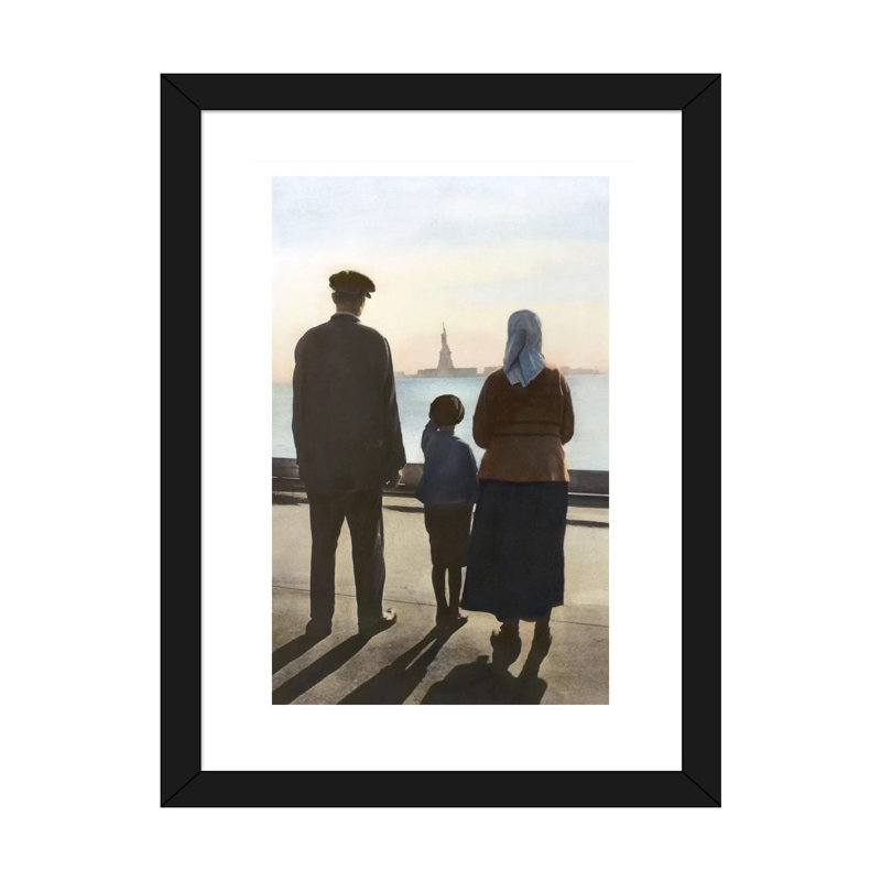 «Immigrants Ellis Island» - reproduction d'art, H 24 po x l 16 po x P 1 po, Papier noir
