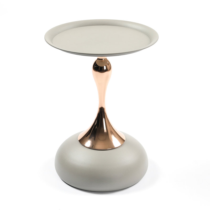 End Coffee Table Side Table Modern Metal, Matte Gray