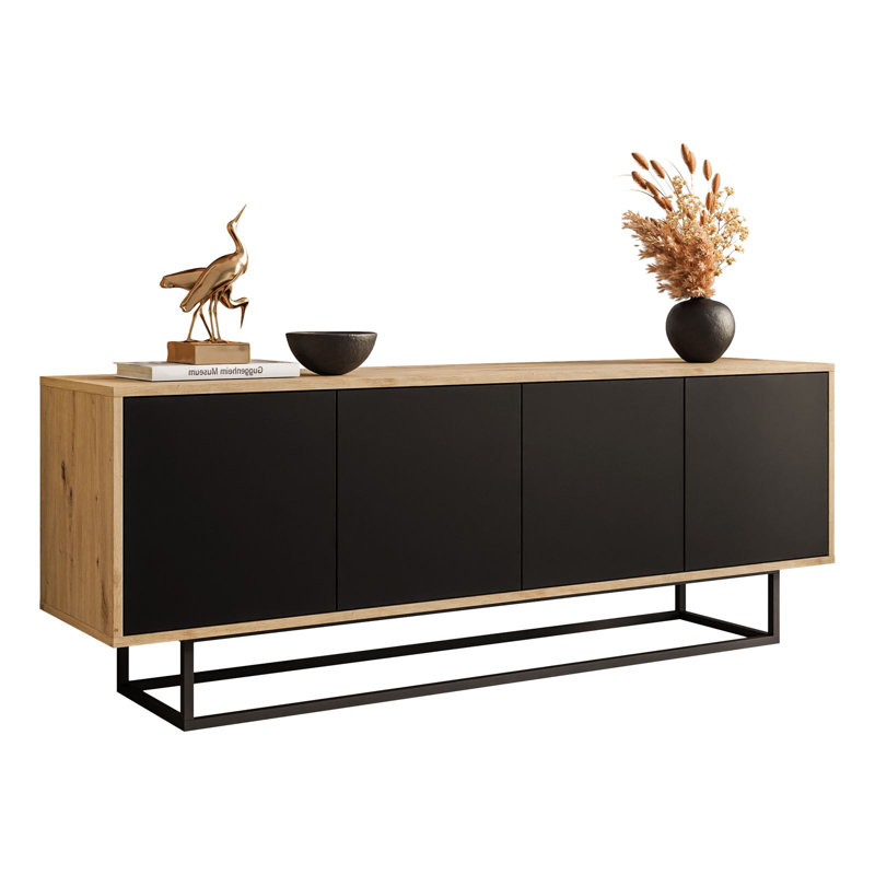 Heimir Unfinished TV Stand for TVs up to 65", Artisan Oak/Black