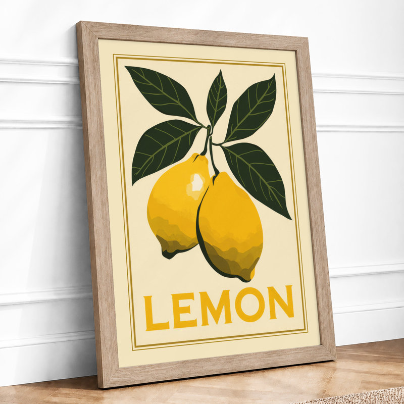 Lemon Study Botanical - Framed Print, Oak, A3 - 42.0 x 29.7 cm