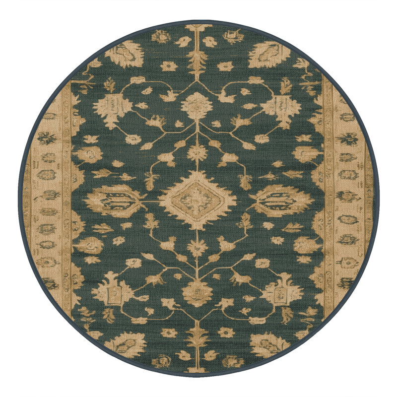 Tapis gris lavable à la machine, Rond 3 pi