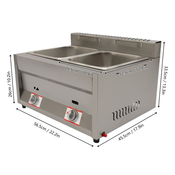 DENFER 2-pot Commercial Gas Food Warmer Restaurant Steam Table