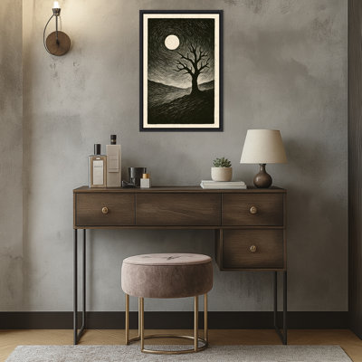 «Moonlit Night Tree» par Hugo, reproduction d'art sur toile encadrée