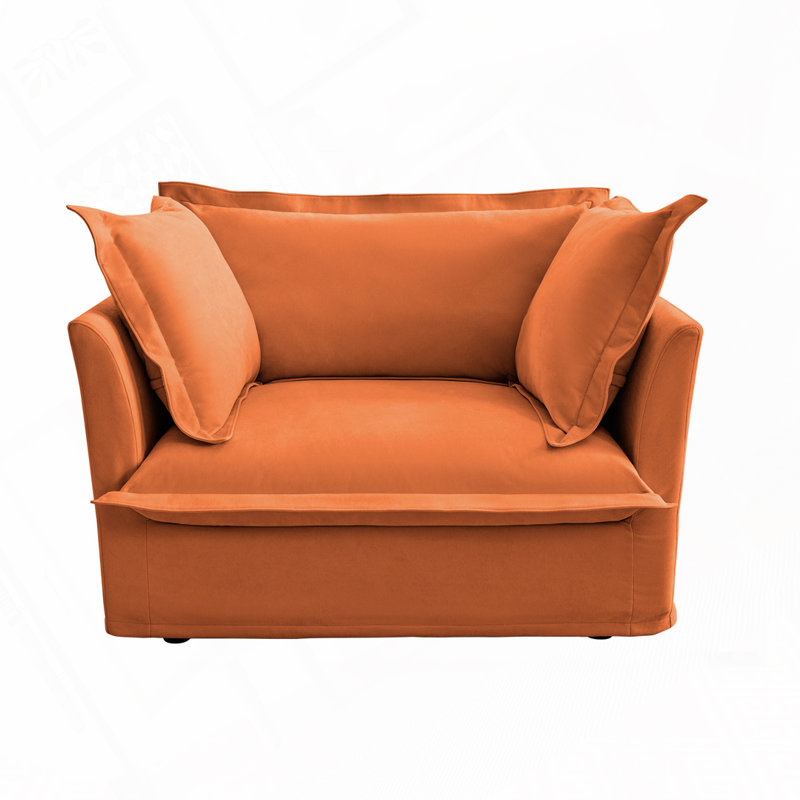 Fauteuil d'appoint en chenille avec 2 coussins décoratifs, Orange
