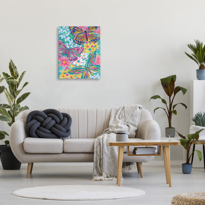 Modern Butterflies & Blossoms Canvas Wall Art by Cat Thurman Designs