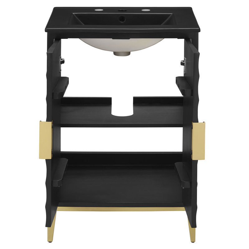 Meuble-lavabo en bois Beau avec lavabo 24 po Beau, Noir, noir, noir, noir