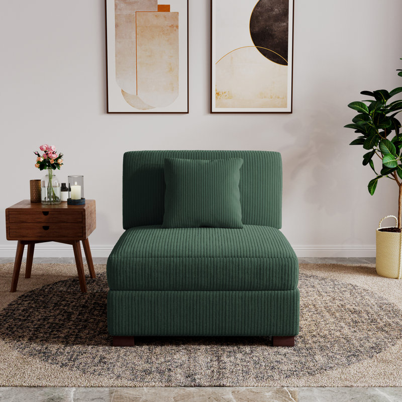 Fauteuil d'appoint en velours côtelé Milbrey, Vert forêt, Velours côtelé