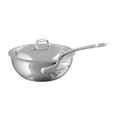 Mauviel M'cook 5-Ply Curved Splayed Saute Pan With Lid, Cast Stainless Steel Handle, 3.4-Qt