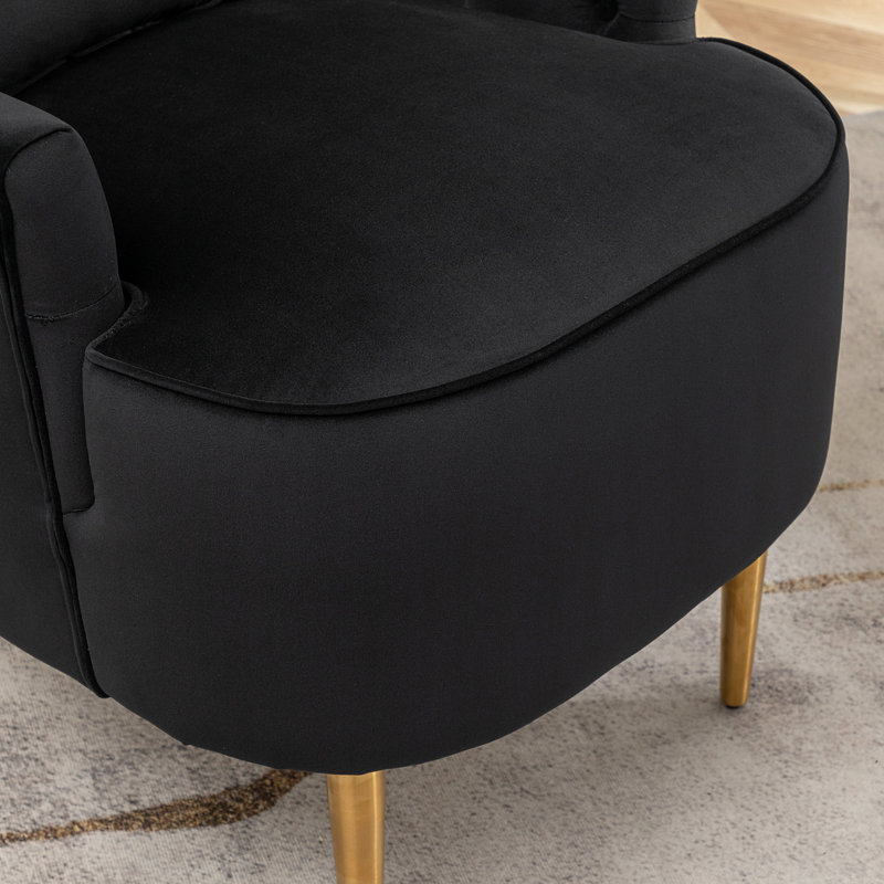 Fauteuil à oreilles Flaxville, Velours noir