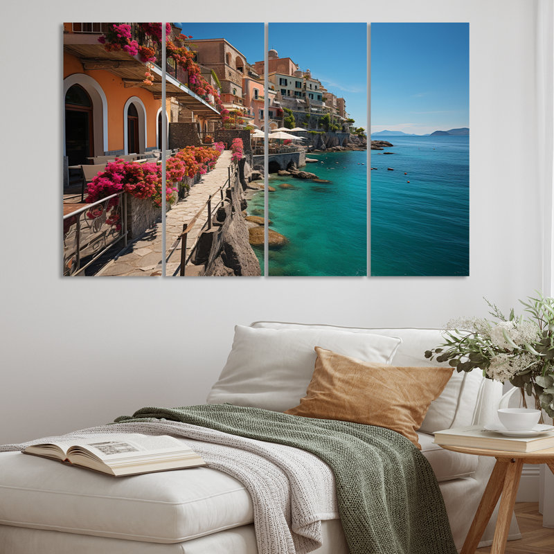 Italie, Italie, charmes de la Méditerranée - reproduction sur toile 4 pièces