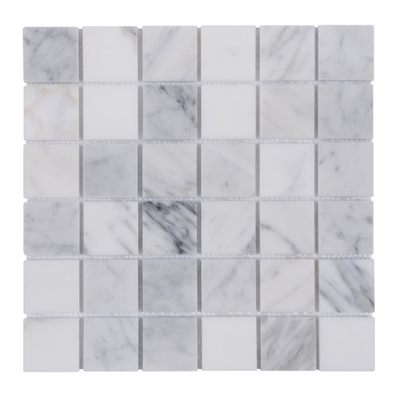 12" x 12" Marble Grid Mosaic Wall & Floor Tile, Cream