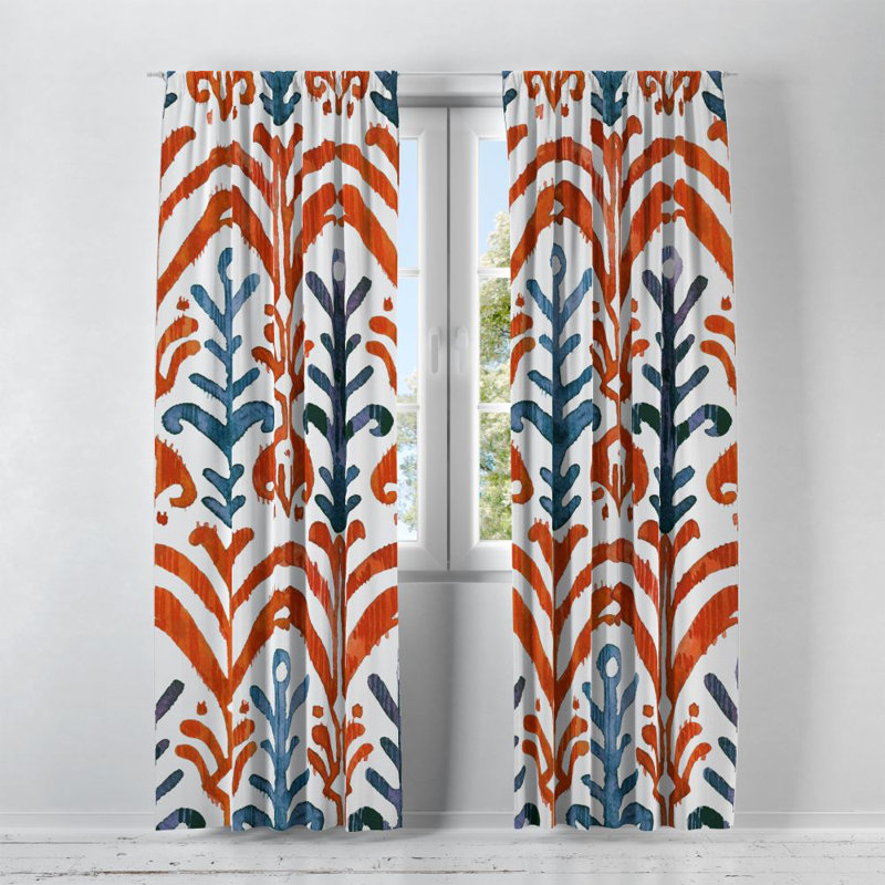 Panneaux de rideaux semi-transparents Ikat, L 56 po x L 78 po