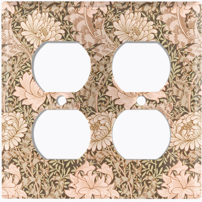 Metal Light Switch Plate Outlet Cover (Flower Pink Art Print - Double Duplex)