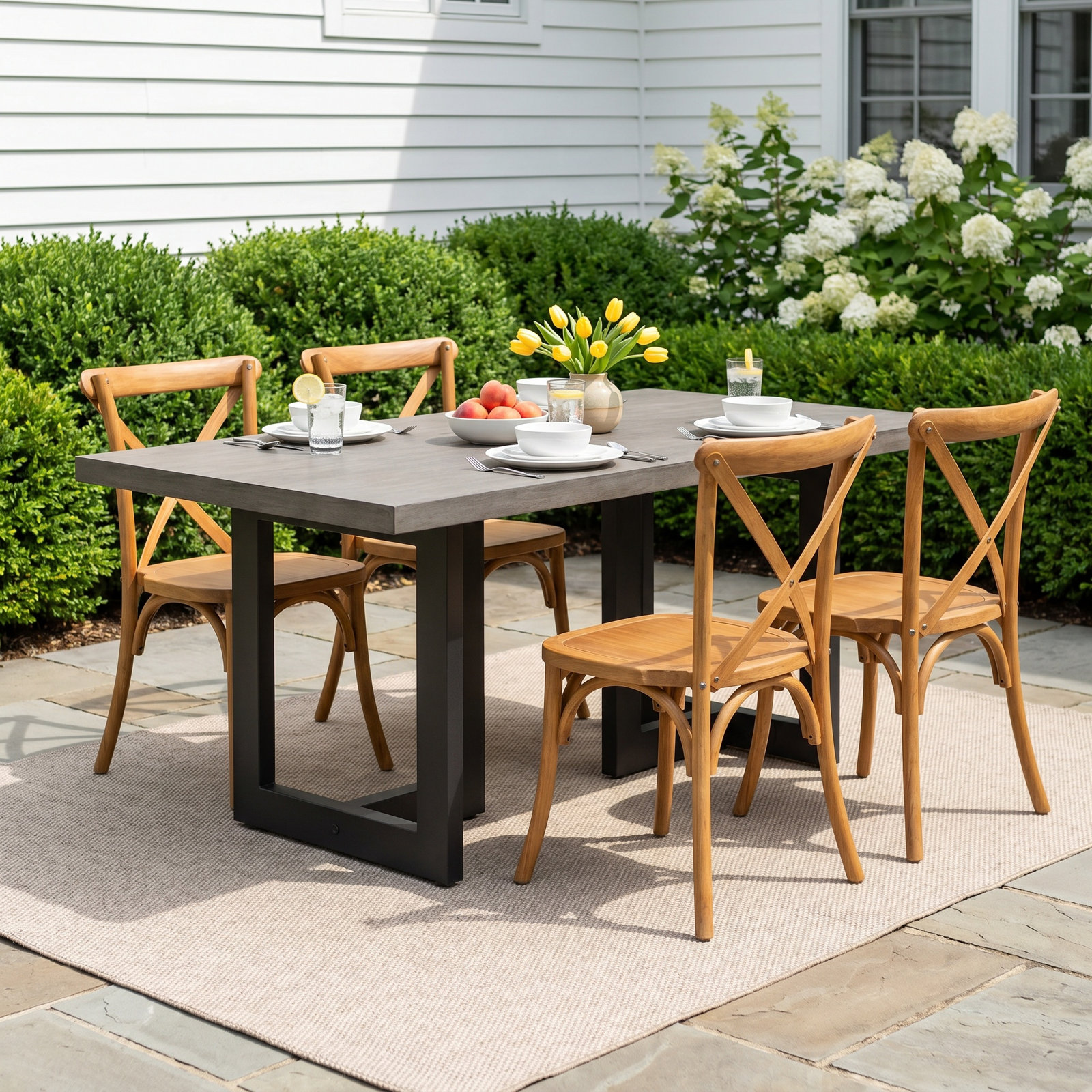 Peregrine 69'' Stone Outdoor Dining Table