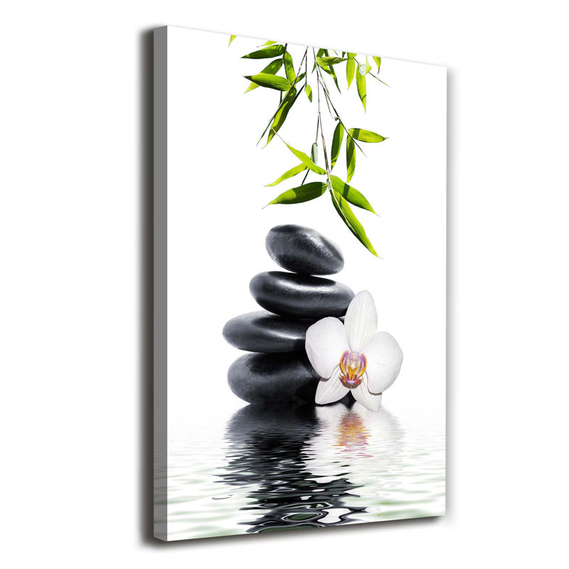 Orchid And Stones - Wrapped Canvas Print