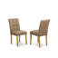 L'ensemble de table 3 pièces contient une table de cuisine moderne et 2 chaises en tissu de polyester texturé brun, chêne-306885458-310075276-272530956